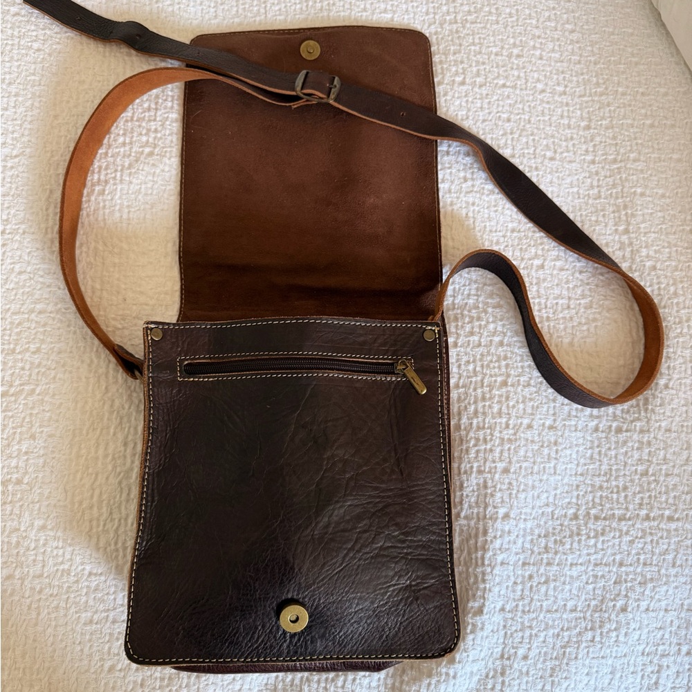 Dark Brown Leather Messenger Bag
